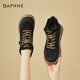 DAPHNE達芙妮高級感厚底高幫板鞋女時(shí)尚百搭加絨保暖棉鞋女鞋休閑鞋 黑色 38