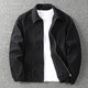 倉石一樹(shù)潮牌商務(wù)休閑翻領(lǐng)夾克男2026純色水洗百搭工裝上衣外套 黑色 2XL 160-180斤