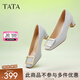 他她（TATA）氣質(zhì)方扣單鞋女鞋2025新粗跟高跟鞋法式鞋子女鞋7YO01AQ4 蘭灰 37
