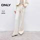 ONLY2025冬季新款加絨鏈條提臀約克線(xiàn)綿羊毛喇叭褲牛仔褲女|125432021 J2G米白色 M M標準褲長(cháng)