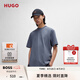 HUGO雨果【七夕節(jié)禮物】【100%棉 男女同款】棉質(zhì)針織寬松情侶短袖T恤 462-藍(lán)灰色 L