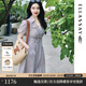 歌力思（ELLASSAY）【博主同款】春秋新款棉感通勤條紋收腰顯瘦短袖襯衫連衣裙女 駝條紋 S
