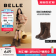 百麗（Belle）周游世界復古絨面西部靴女2025冬新商場(chǎng)款厚底休閑靴E6G2DDZ5 啡色 37