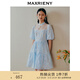 MAXRIENY【商場同款】國風(fēng)新中式提花裙復(fù)古盤扣連衣裙 藍花 S 01