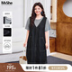 MsShe【假兩件拼接牛仔連衣裙】大碼女裝2025夏裝胖mm巨好看裙子 牛仔深藍(lán)色現(xiàn)貨 XL