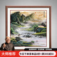 出寫(xiě)流水生財玄關(guān)裝飾畫(huà)新中式客廳餐廳風(fēng)景壁畫(huà)走廊過(guò)道大氣山水掛畫(huà) 圖-6 60*60CM__實(shí)木框_+晶瓷畫(huà)