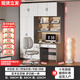 富凱上諾書桌實木桌柜一體家用電腦桌書柜組合書桌學(xué)習(xí)桌臥室寫字臺 實木灰1.5雙門帶抽＋書桌＋頂柜