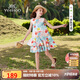 英氏（YEEHOO）女童連衣裙兒童裙子中大童裝背心裙純棉田園碎花公主夏 彩色  140