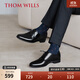 THOM WILLS皮鞋男休閑商務(wù)正裝圓頭德比鞋手工真皮英倫軟底男鞋冬季 黑色D1591-1 40 /7碼