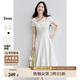 尚都比拉優(yōu)雅氣質(zhì)兩袖長(cháng)A字連衣裙女夏季收腰顯瘦短袖裙吊帶裙白色中長(cháng)裙