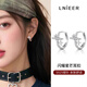 Lnieer四芒星鋯石耳釘女十字架耳扣高級氣質小眾設計感百搭簡約耳圈耳環(huán) 星芒鋯石耳圈【S925銀針】