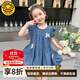 G.DUCKKIDS小黃鴨童裝女童2025新款夏季牛仔裙連衣裙蝴蝶結小女孩寶裙子夏裝 藍色 130 (建議115-125cm 5.2-7周歲)