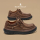 夢(mèng)特嬌輕奢復古經(jīng)典工裝男鞋 秋冬磨砂頭層牛皮休閑皮鞋 厚底增高鞋子 棕色 42