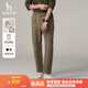 哈吉斯（HAZZYS）男裝 秋季簡(jiǎn)約男褲子直筒褲商務(wù)通勤長(zhǎng)褲PHIZ系列棉彈休閑褲男 深卡其色DK 33 （175/80A）