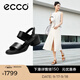 愛(ài)步（ECCO）女士涼鞋 夏季一字帶粗跟涼鞋時(shí)尚舒適 雕塑222763 黑色22276301001 （牛皮革） 37 (235mm)