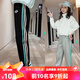 迪士尼（Disney）女童褲子春秋款2025新款加絨褲女孩休閑衛(wèi)褲秋冬一體絨運動束腳褲 (兩條裝)黑灰  彩條 (單褲) 可以 120 適合身高1-.1.15米