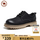 駱駝牌男鞋休閑牛皮英倫風(fēng)工裝鞋耐磨低幫馬丁靴 P15A201022 黑色 42