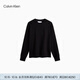 Calvin Klein Jeans秋季男士簡(jiǎn)約浮雕字母休閑ck純色圓領(lǐng)套頭衛衣J324318 BEH-太空黑 M
