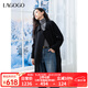 LAGOGO100%綿羊毛牛角扣中長(zhǎng)款大衣女拉谷谷2024冬新款黑色雙面呢 黑色 S