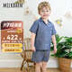 Milkbarn2025春夏新品兒童襯衫套裝男女童洋氣童裝寶寶純棉衣服 牛仔藍(lán) 90 (18-24月-參考身高80-90cm)