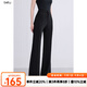 betu女裝2025秋季新款休閑微喇褲早八通勤必備喇叭褲女2508T72 黑色 L