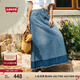 Levi's李維斯夏季女士法式vintage時(shí)尚休閑藍色拼色牛仔半身長(cháng)裙 藍色 L (27)