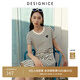 迪賽尼斯（DESIGNICE）2024年夏季新款通勤風(fēng)氣質(zhì)條紋開叉長裙圓領(lǐng)短袖連衣裙 條紋 M