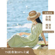 茵曼（INMAN）田園清新連衣裙夏季女氣質(zhì)A字泡泡袖蛋糕裙子 淺綠色 S 
