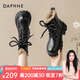 達(dá)芙妮（DAPHNE）馬丁靴女英倫風(fēng)增高防滑踝靴品牌女靴百搭厚底短靴2024冬季 黑色厚絨 38 標(biāo)準(zhǔn)碼