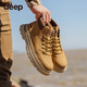 JEEP吉普戶(hù)外馬丁靴舒適男靴子棉鞋耐磨皮鞋男鞋防滑大黃靴加絨雪地靴 土黃 42