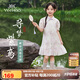 英氏（YEEHOO）兒童連衣裙女童旗袍國(guó)潮新中式中大童裝國(guó)風(fēng)A字裙子夏 紫色 165