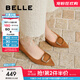 百麗（Belle）舒適優(yōu)雅單鞋女2025春新商場(chǎng)款真皮氣質(zhì)高跟鞋D3N1DAQ5 棕色 37 (235mm)