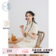 紫涵（ZIHAN）紫涵新中式刺繡旗袍裙女夏季輕國風收腰立領泡泡袖連衣裙 白芷 M