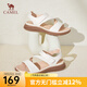 駱駝（CAMEL）魔術(shù)貼休閑涼鞋露趾厚底休閑媽媽鞋羅馬涼鞋 L24M022621米白 36