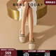 BEAUTODAY草編漁夫鞋2025秋季新款樂福鞋一腳蹬懶人鞋休閑平底淺口女鞋單鞋 米咖色現(xiàn)貨 38