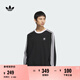adidas純棉運(yùn)動(dòng)上衣圓領(lǐng)長袖T恤男裝夏季阿迪達(dá)斯官方三葉草 黑色/白   L