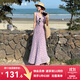 西遇法式波點連衣裙女2025年夏季新款海邊度假旅游收腰v領吊帶裙 粉色 L (165)