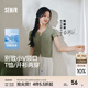 森馬（Semir）陳都靈短袖恤女短款修身正肩涼感上衣2025夏新款辣妹上衣圓領(lǐng)開(kāi)衫 軍綠51307 M