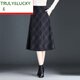 TRULY&LUCKY千鳥(niǎo)格毛呢半身裙2025新款秋冬小個(gè)子中老年媽媽春秋女加厚冬裙子 藍格子(裙長(cháng)66cm) 25/4XL 腰圍2尺5