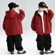 茨語(yǔ)男童兩面穿秋冬外套2026新款春季雙面沖鋒衣中大兒童男孩秋裝夾克 紅色W8883雙面穿 150 黑色一面是搖粒絨