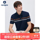 Navigare意大利小帆船男夏季防蚊撞色條紋休閑短袖POLO衫1325525515 藍XL