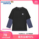 Skechers斯凱奇童裝男女童假兩件長袖T恤衫春秋插肩袖休閑上衣L125K070