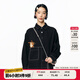 幻走（MOVEUP）2025秋季新款.FUN系列純棉小方領(lǐng)貼布繡短款襯衫女 黑色 S