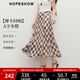 紅袖雪紡垂感半身裙2025秋季新款女裝【摩卡回響】A字復古氣質(zhì)雪紡裙 咖格918 S