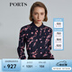 PORTS寶姿 商場(chǎng)同款新品女裝經(jīng)典撞色印花襯衫SL8B032KPS058 丈青 S (4)