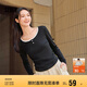 森馬（Semir）長袖T恤女短款撞色打底衫簡約風(fēng)秋季假兩件修身衣服101524101005