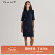 GANT/甘特中長裙多巴胺秋冬新款女士時尚五分袖Polo領隱藏扣連衣裙 433夜藍色 M