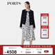 PORTS寶姿【PORTS TWEED】秋季新款氣質(zhì)羊駝毛雙排扣精致針織開衫 黑色 M
