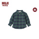 無(wú)印良品（MUJI）嬰童 法蘭絨長(cháng)袖襯衫 兒童襯衣男童女童童裝25年秋季新品CC272A5A 深藏青色格紋 80 /48A