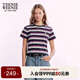 Teenie Weenie小熊女裝T恤2025夏季新款時(shí)髦活力彩色條紋圓領(lǐng)短袖